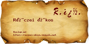 Réczei Ákos névjegykártya